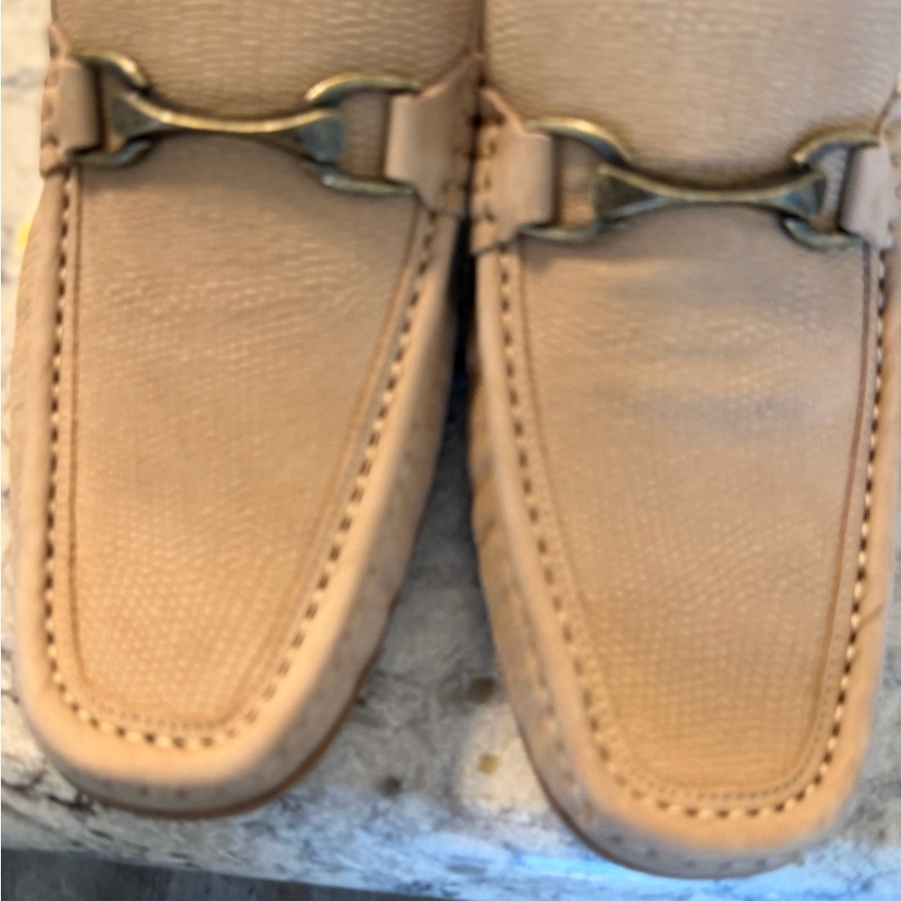 Donald J. Pliner Beige Loafers with Metal Accent